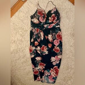 City Chic Blue Ruched Bodycon Midi Dress